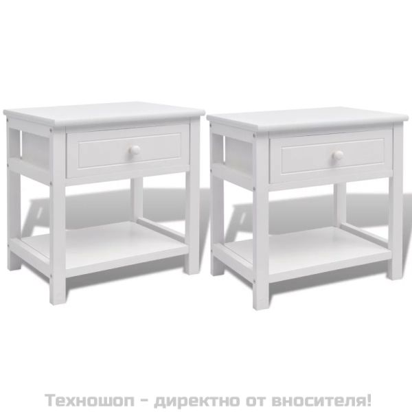 Нощни шкафчета, 2 броя, дърво, бяло