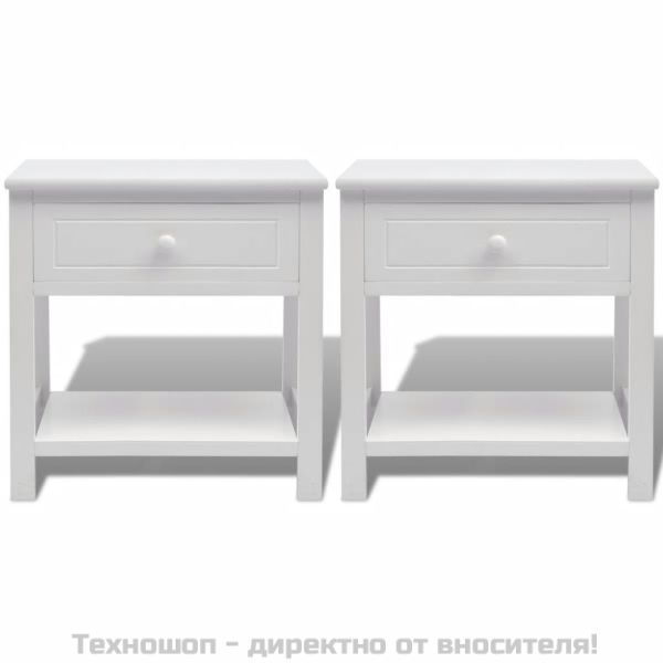 Нощни шкафчета, 2 броя, дърво, бяло