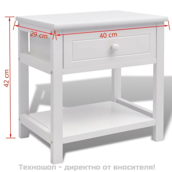 Нощни шкафчета, 2 броя, дърво, бяло