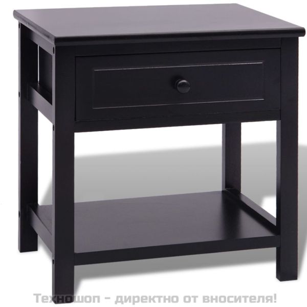 Нощно шкафче, дърво, черно
