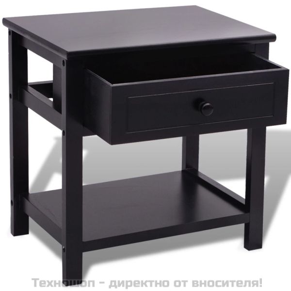 Нощно шкафче, дърво, черно