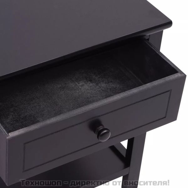 Нощно шкафче, дърво, черно