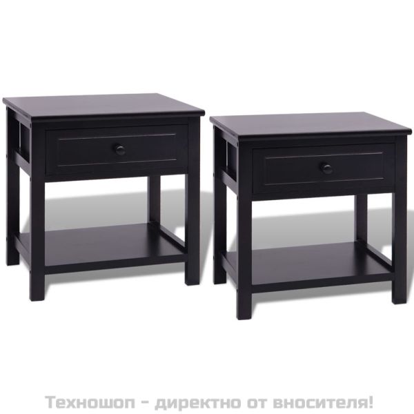 Нощни шкафчета, 2 броя, дърво, черно