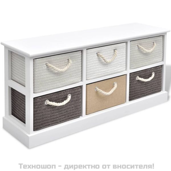 vidaXL, Пейка за съхранение, 6 чекмеджета, дървесина
