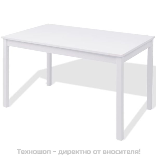 Трапезен комплект, 7 части, борово дърво, бял