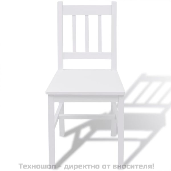 Трапезен комплект, 7 части, борово дърво, бял