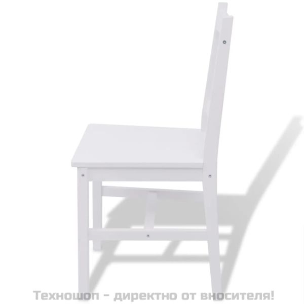 Трапезен комплект, 7 части, борово дърво, бял