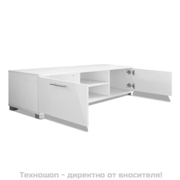 ТВ шкаф, бял гланц, 120x40,5x35 см