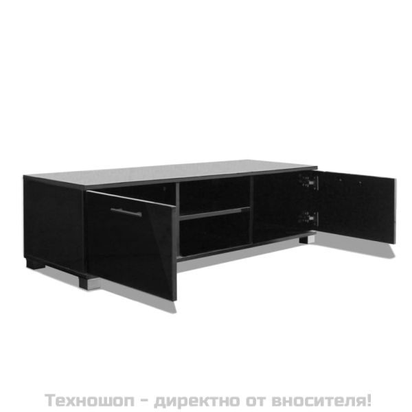ТВ шкаф, черен гланц, 120x40,5x35 см