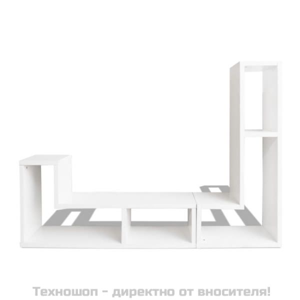 ТВ шкаф, с L-образна форма, 2 части, бял