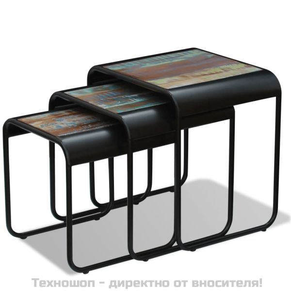 Три стифиращи масички за кафе, регенерирано дърво масив