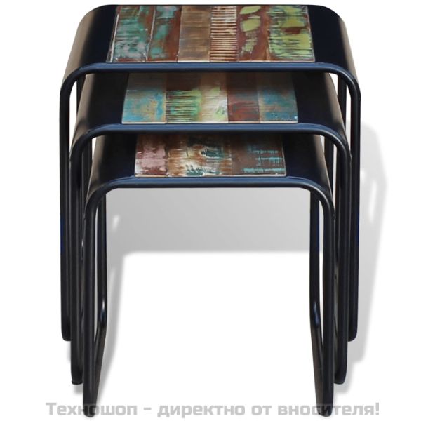 Три стифиращи масички за кафе, регенерирано дърво масив