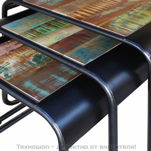 Три стифиращи масички за кафе, регенерирано дърво масив