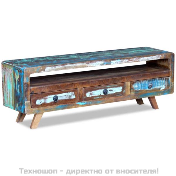 ТВ шкаф с 3 чекмеджета, регенерирано дърво масив