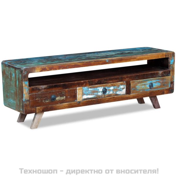 ТВ шкаф с 3 чекмеджета, регенерирано дърво масив