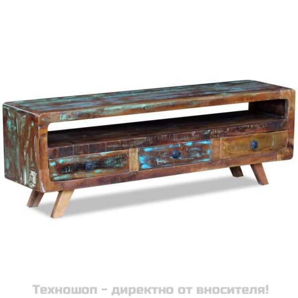ТВ шкаф с 3 чекмеджета, регенерирано дърво масив