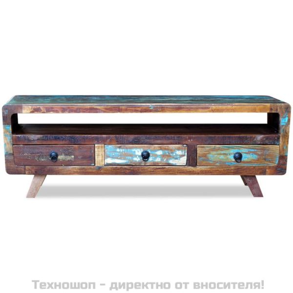 ТВ шкаф с 3 чекмеджета, регенерирано дърво масив