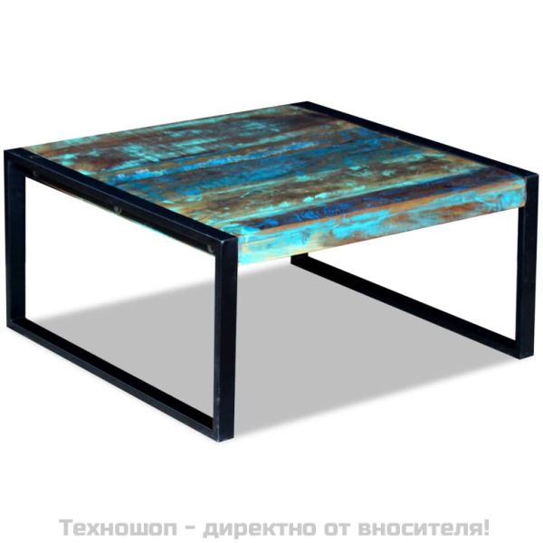 Маса за кафе, регенерирано дърво масив, 80x80x40 cм
