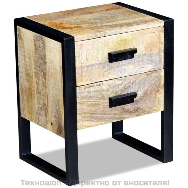 Странична маса с 2 чекмеджета, твърдо манго дърво 43x33x51 см