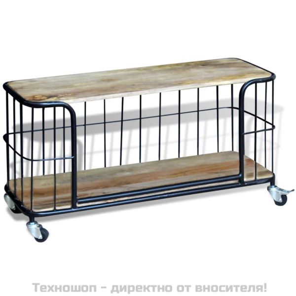 Шкаф за телевизор, твърдо мангово дърво, 100x40x45 cм