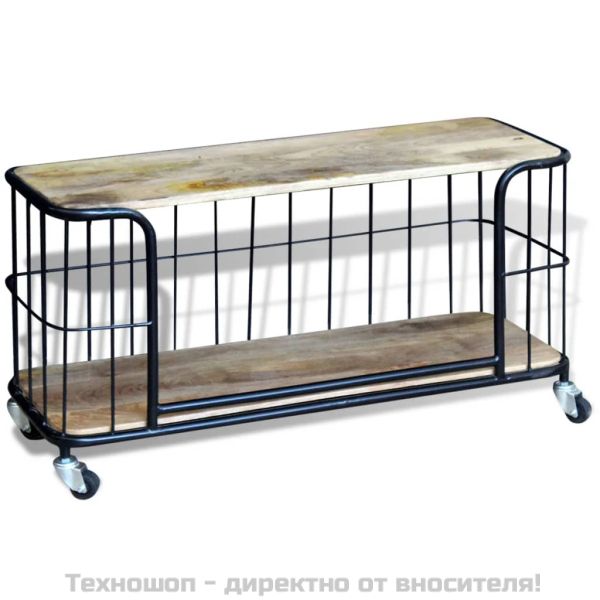 Шкаф за телевизор, твърдо мангово дърво, 100x40x45 cм