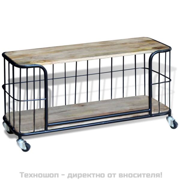 Шкаф за телевизор, твърдо мангово дърво, 100x40x45 cм