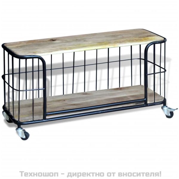 Шкаф за телевизор, твърдо мангово дърво, 100x40x45 cм