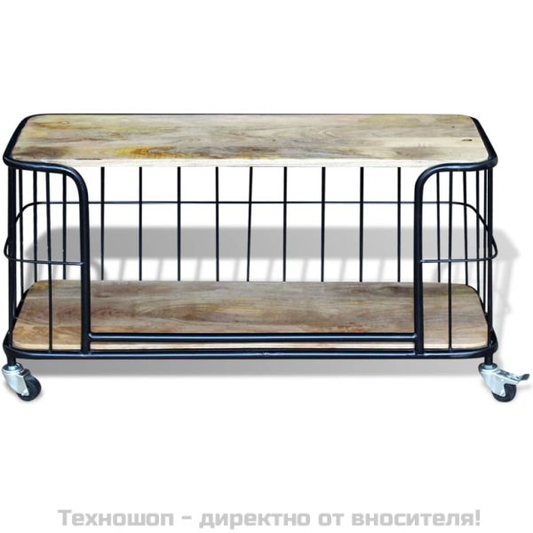 Шкаф за телевизор, твърдо мангово дърво, 100x40x45 cм