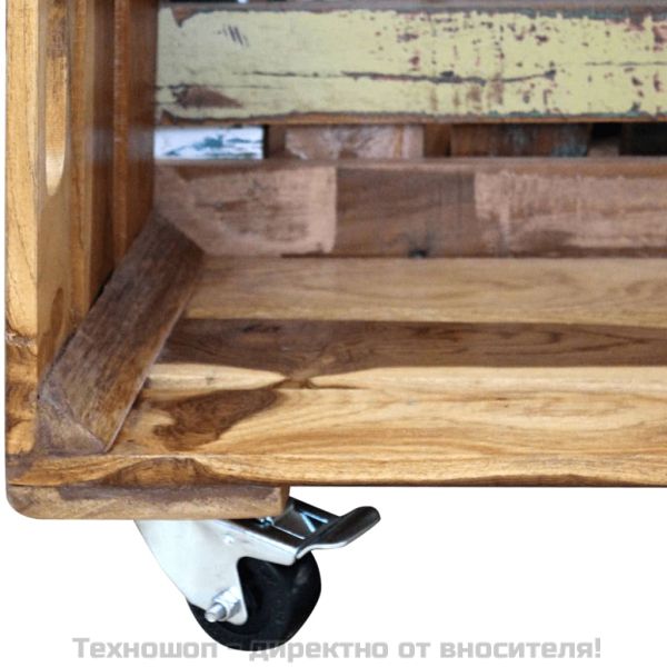 Кафе маса, регенерирано дърво масив, 70x70x35 cм