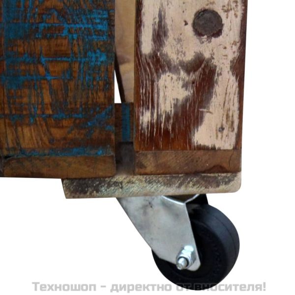 Кафе маса, регенерирано дърво масив, 70x70x35 cм