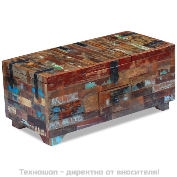 Кафе маса/ракла, регенерирано дърво масив, 80x40x35 cм