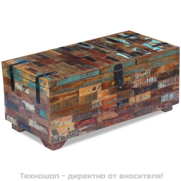 Кафе маса/ракла, регенерирано дърво масив, 80x40x35 cм