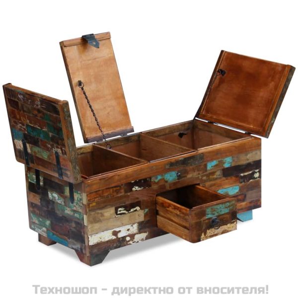 Кафе маса/ракла, регенерирано дърво масив, 80x40x35 cм