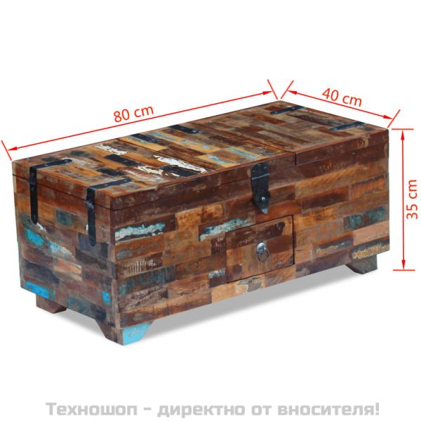 Кафе маса/ракла, регенерирано дърво масив, 80x40x35 cм