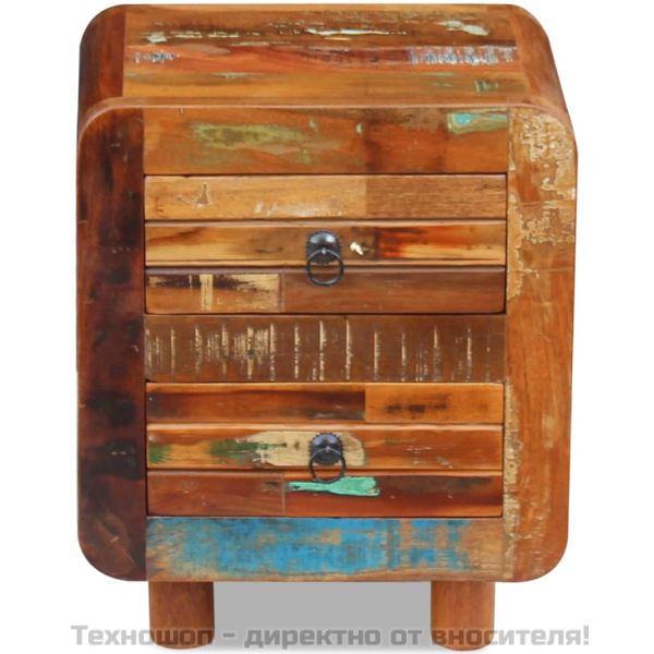 Нощно шкафче, регенерирано дърво масив, 43x33x51 cм