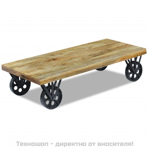 Маса за кафе от мангово дърво, 120x60x30 cм