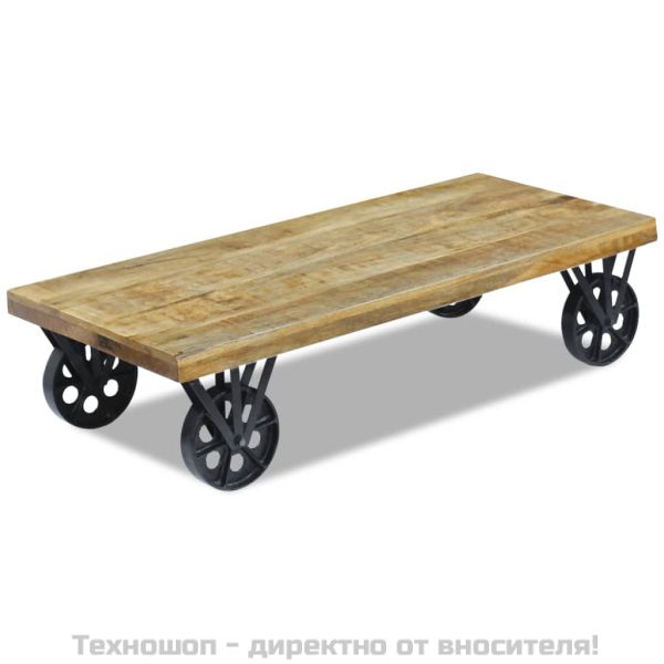 Маса за кафе от мангово дърво, 120x60x30 cм