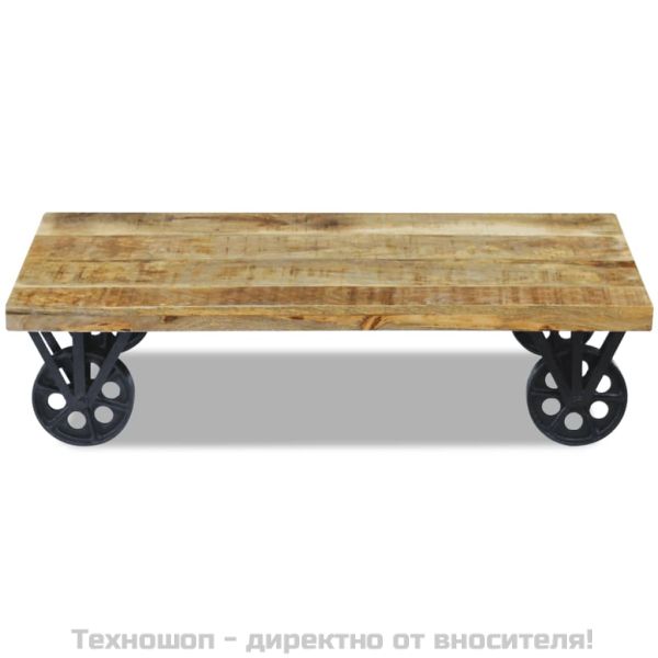 Маса за кафе от мангово дърво, 120x60x30 cм