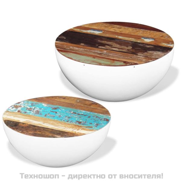 Комплект кафе маси форма на купа 2 бр регенерирано дърво масив