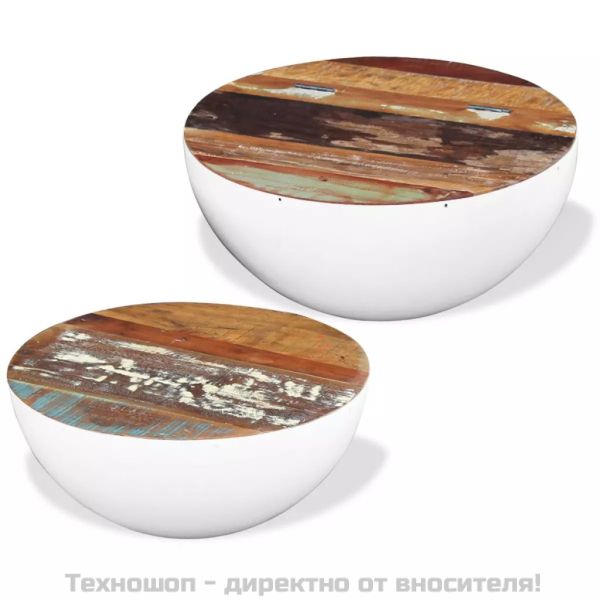 Комплект кафе маси форма на купа 2 бр регенерирано дърво масив