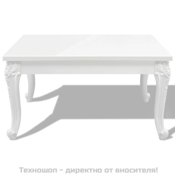 Маса за кафе, 80x80x42 cм, силен гланц, бяла