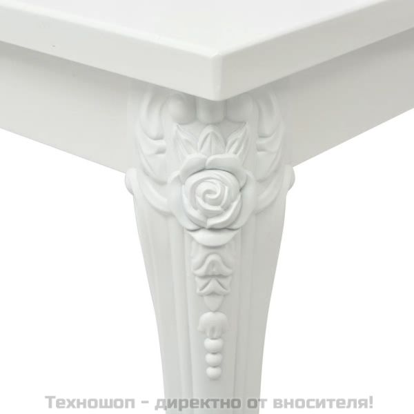 Маса за кафе, 80x80x42 cм, силен гланц, бяла