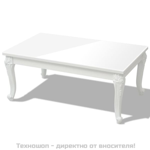 Маса за кафе, 100x60x42 cм, силен гланц, бяла