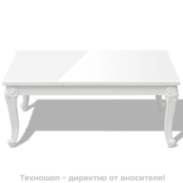 Маса за кафе, 100x60x42 cм, силен гланц, бяла
