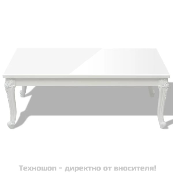 Маса за кафе, 115x65x42 cм, силен гланц, бяла