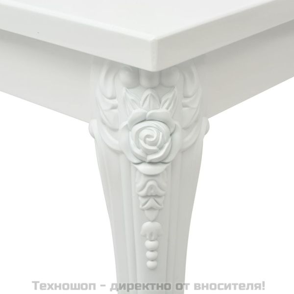 Трапезна маса, 80x80x76 см, силен гланц, бяла