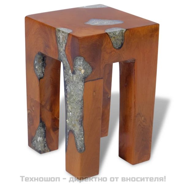 Табуретка, тиково дърво масив и смола