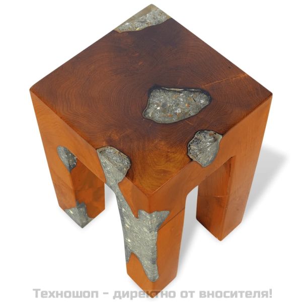 Табуретка, тиково дърво масив и смола