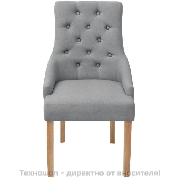 Трапезни столове, 2 бр, светлосиви, текстил