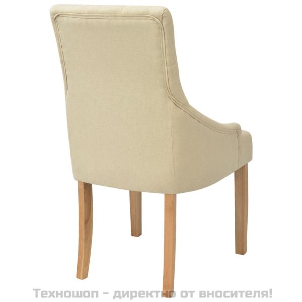 Трапезни столове, 2 бр, кремави, текстил